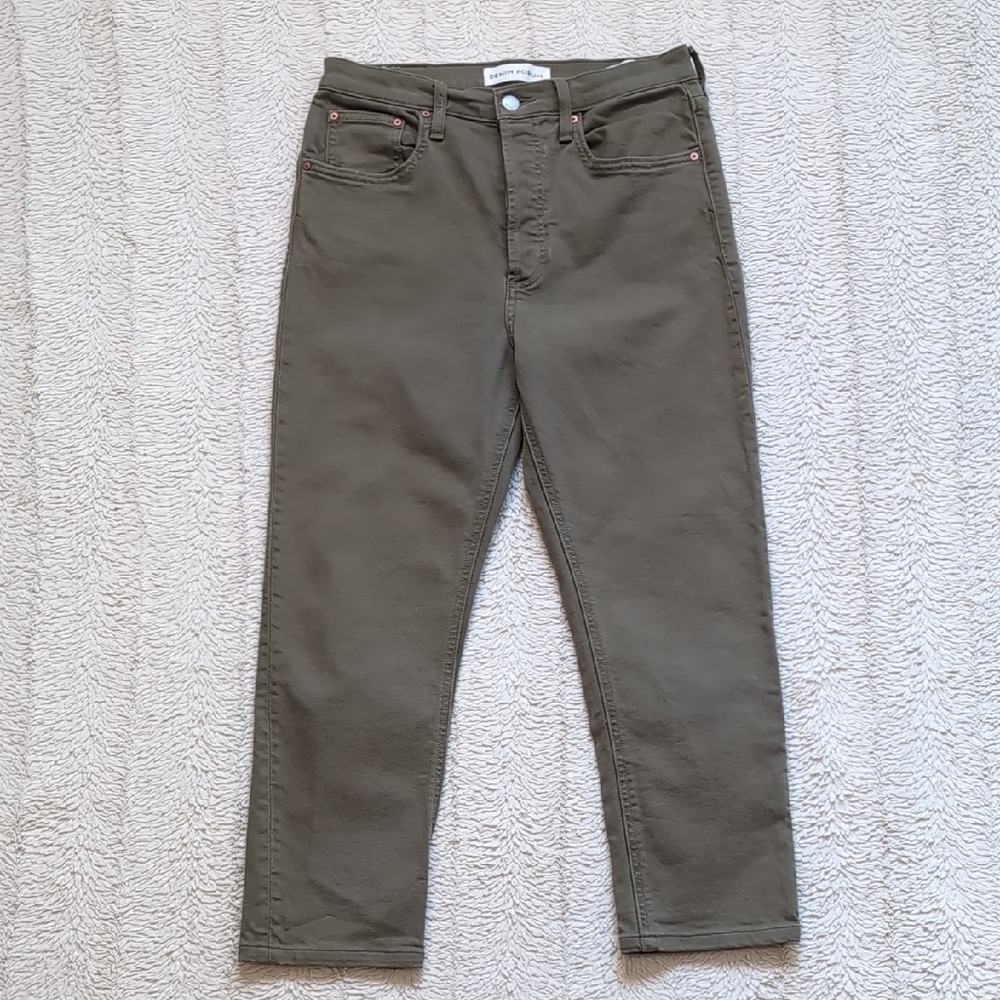 Denim Forum Yoko High Rise Slim Jeans Green Women's 28